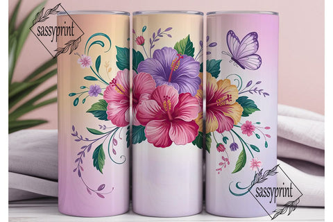 Magical Hibiscus Flowers 20oz Tumbler Sublimation sassyprint 