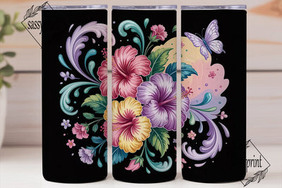 Magical Hibiscus Flowers 20oz Tumbler Sublimation sassyprint 
