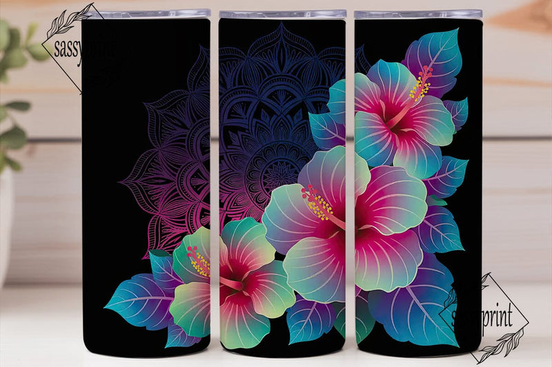 Magical Hibiscus Mandala 20oz Tumbler Sublimation sassyprint 