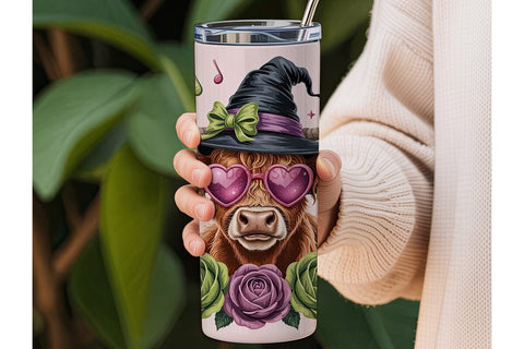 Magical Highland Cow 20oz Tumbler Wrap Sublimation DesignSVG 