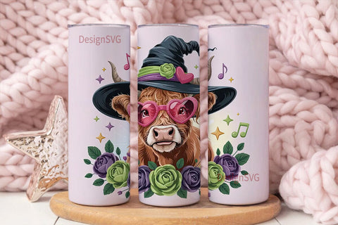 Magical Highland Cow 20oz Tumbler Wrap Sublimation DesignSVG 