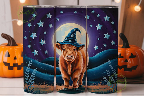 Magical Highland Cow 20oz Tumbler Wrap Sublimation PixelChick 