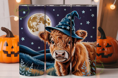 Magical Highland Cow 20oz Tumbler Wrap Sublimation PixelChick 