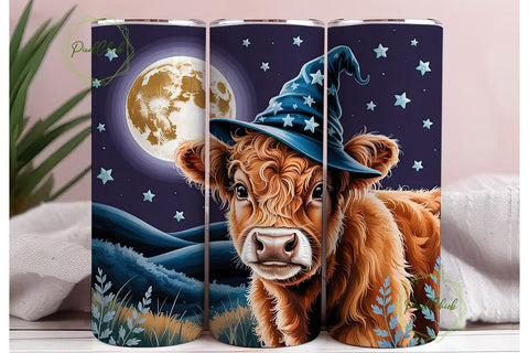 Magical Highland Cow 20oz Tumbler Wrap Sublimation PixelChick 