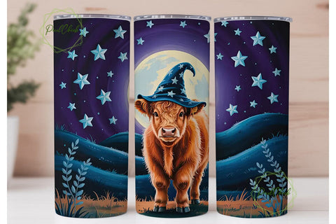 Magical Highland Cow 20oz Tumbler Wrap Sublimation PixelChick 