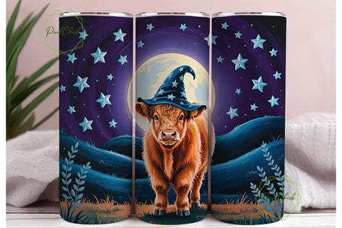Magical Highland Cow 20oz Tumbler Wrap Sublimation PixelChick 
