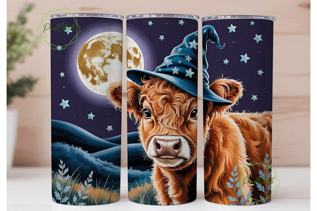 Magical Highland Cow 20oz Tumbler Wrap Sublimation PixelChick 