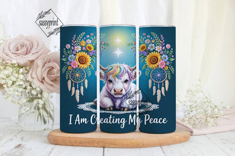 Magical Highland Cow 20oz Tumbler Wrap Sublimation sassyprint 