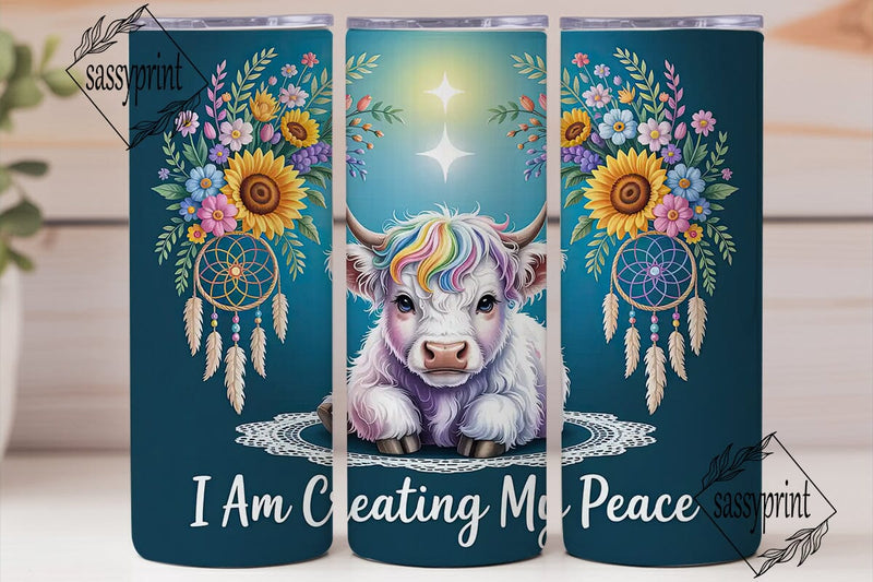 Magical Highland Cow 20oz Tumbler Wrap Sublimation sassyprint 