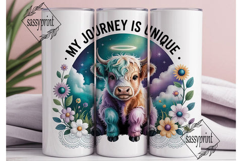 Magical Highland Cow 20oz Tumbler Wrap Sublimation sassyprint 