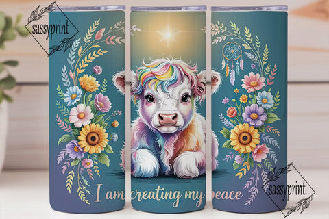 Magical Highland Cow 20oz Tumbler Wrap Sublimation sassyprint 