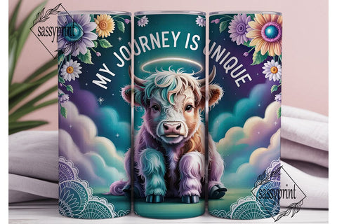 Magical Highland Cow 20oz Tumbler Wrap Sublimation sassyprint 