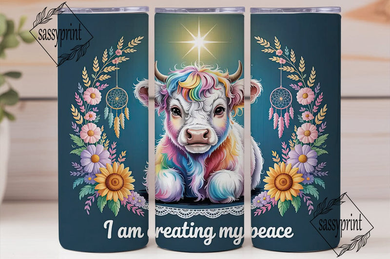 Magical Highland Cow 20oz Tumbler Wrap Sublimation sassyprint 