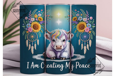 Magical Highland Cow 20oz Tumbler Wrap Sublimation sassyprint 