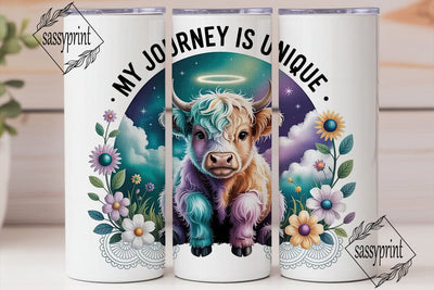 Magical Highland Cow 20oz Tumbler Wrap Sublimation sassyprint 