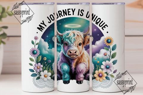 Magical Highland Cow 20oz Tumbler Wrap Sublimation sassyprint 