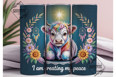 Magical Highland Cow 20oz Tumbler Wrap Sublimation sassyprint 