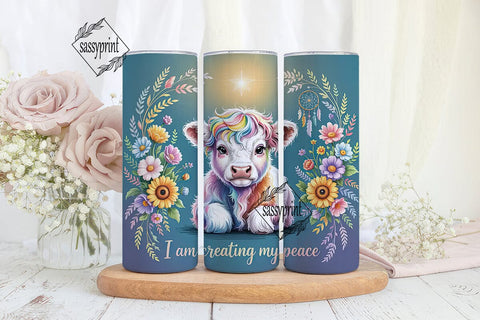 Magical Highland Cow 20oz Tumbler Wrap Sublimation sassyprint 