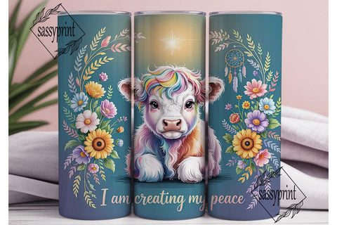 Magical Highland Cow 20oz Tumbler Wrap Sublimation sassyprint 
