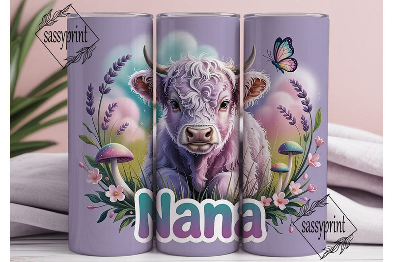 Magical Highland Cow Calf 20oz Tumbler Sublimation sassyprint 