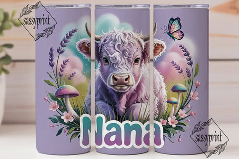 Magical Highland Cow Calf 20oz Tumbler Sublimation sassyprint 
