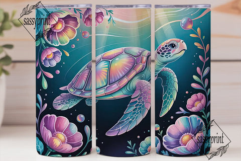Magical Holographic Turtle 20oz Tumbler Sublimation sassyprint 