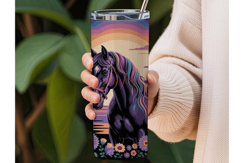 Magical Horse & Sunflowers 20oz Tumbler Sublimation DesignSVG 
