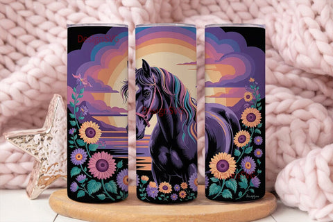Magical Horse & Sunflowers 20oz Tumbler Sublimation DesignSVG 