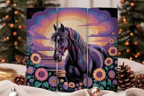 Magical Horse & Sunflowers 20oz Tumbler Sublimation DesignSVG 