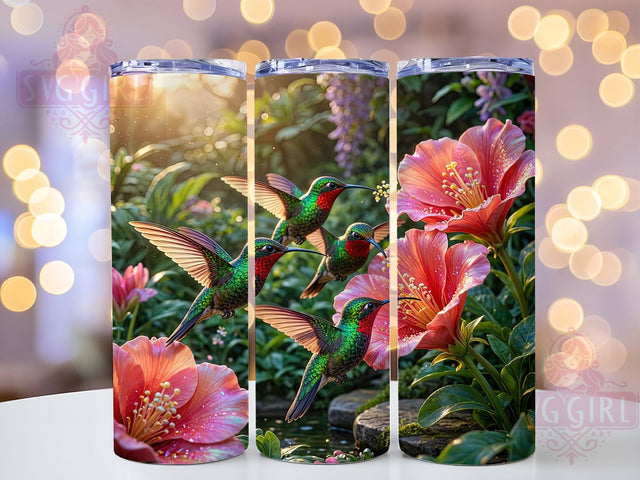 Magical Hummingbird Garden 20oz Tumbler, Magical Hummingbird, Garden Flowers, 20oz Tumbler Wrap, Sublimation Design, Bird Illustration, Nature Theme, Digital Download Sublimation SvggirlplusArt 