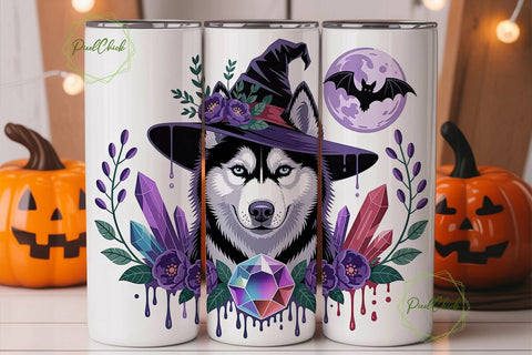 Magical Husky Witch 20oz Tumbler Wrap Sublimation PixelChick 