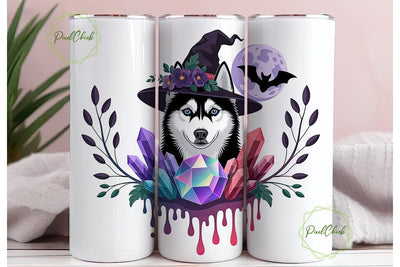 Magical Husky Witch 20oz Tumbler Wrap Sublimation PixelChick 