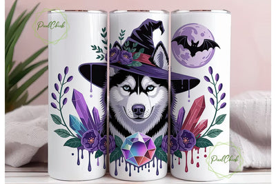 Magical Husky Witch 20oz Tumbler Wrap Sublimation PixelChick 