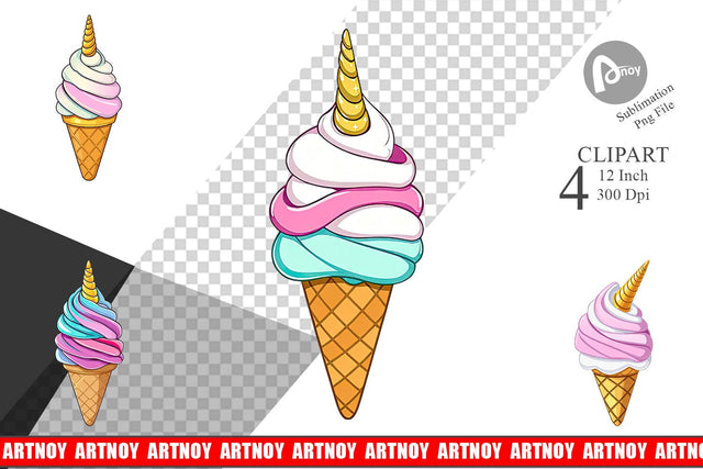 Magical Ice Cream Clipart Sublimation artnoy 