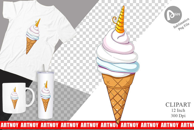 Magical Ice Cream Clipart Sublimation artnoy 