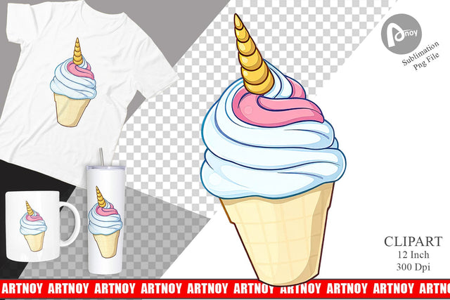 Magical Ice Cream Clipart Sublimation artnoy 