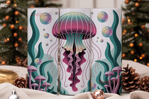 Magical Jellyfish 20oz Tumbler Wrap Sublimation DesignSVG 