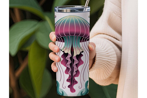 Magical Jellyfish 20oz Tumbler Wrap Sublimation DesignSVG 