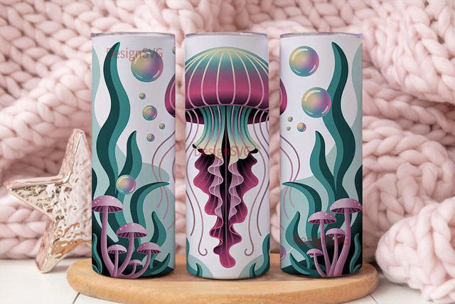 Magical Jellyfish 20oz Tumbler Wrap Sublimation DesignSVG 