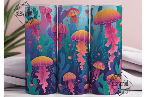 Magical Jellyfish 20oz Tumbler Wrap Sublimation sassyprint 
