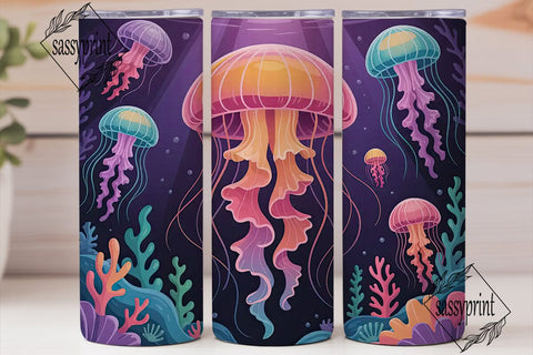 Magical Jellyfish 20oz Tumbler Wrap Sublimation sassyprint 