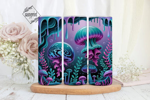 Magical Jellyfish & Mushrooms Tumbler Sublimation sassyprint 