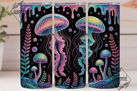 Magical Jellyfish & Mushrooms Tumbler Sublimation sassyprint 