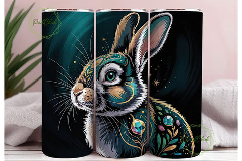 Magical Jewel Rabbit 20oz Tumbler Wrap Sublimation PixelChick 