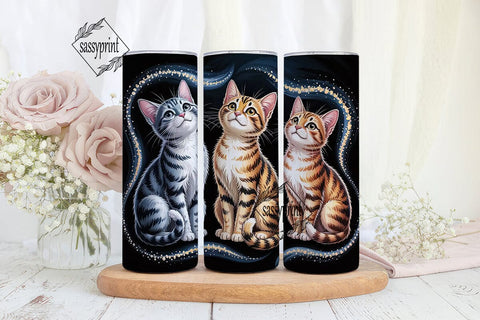 Magical Kawaii Cats 20oz Tumbler Wrap Sublimation sassyprint 