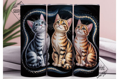 Magical Kawaii Cats 20oz Tumbler Wrap Sublimation sassyprint 