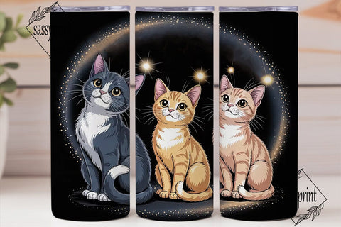 Magical Kawaii Cats 20oz Tumbler Wrap Sublimation sassyprint 