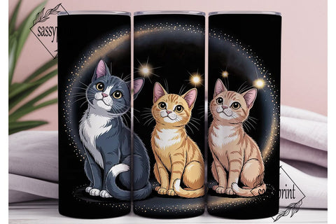 Magical Kawaii Cats 20oz Tumbler Wrap Sublimation sassyprint 