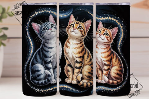 Magical Kawaii Cats 20oz Tumbler Wrap Sublimation sassyprint 