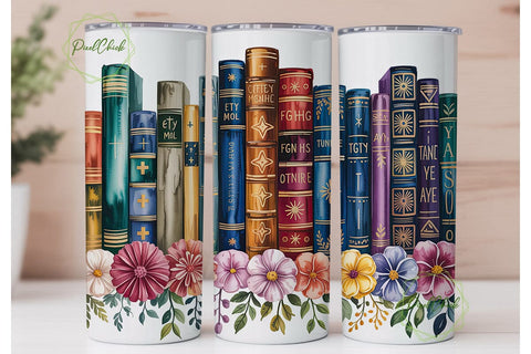 Magical Library Books 20oz Tumbler Wrap Sublimation PixelChick 